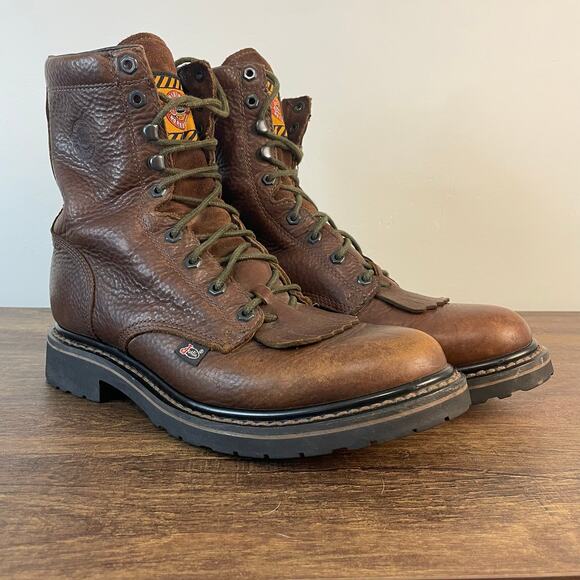 Justin Original Workboots WK920 Men’s 10.5D Brown Leather Lace Up Work Boots - Picture 1 of 14
